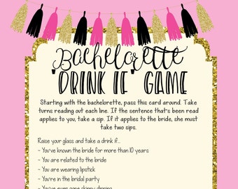 Printable Bachelorette Drink If Game, Hen Party Game (PDF)