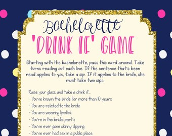 Druckbares Bachelorette Drink If Spiel - Lustiges Polka Dot Design (PDF)