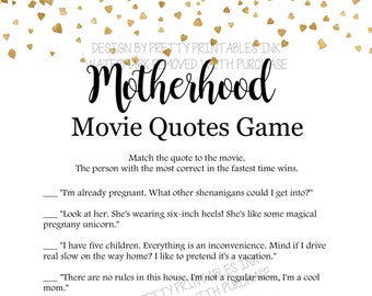 Baby Shower Game Printable | Motherhood Game | Mother's Day Game | Minimalist Baby Shower Game | Baby Movie Quote Game