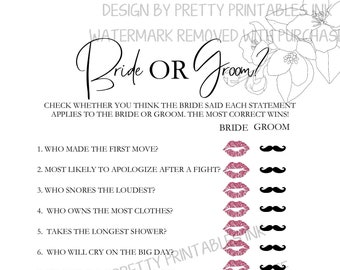 Engagement Party Game | Who Knows the Couple Best Game | Bride or Groom Game | The Shoe Game | Bridal Shower Game | Wedding Shower Game