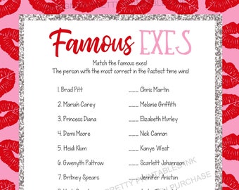 Famous Exes Party Game: Divorce & Breakup Game (PDF)