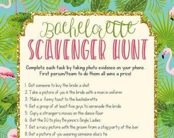 Instant download bachelorette scavenger hunt, last flamingle bachelorette party game, beach bachelorette game, beach scavenger hunt game