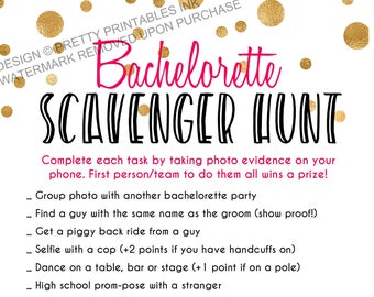 INSTANT DOWNLOAD printable bachelorette scavenger hunt game / bachelorette game / bachelorette printable / scavenger hunt / drinking game