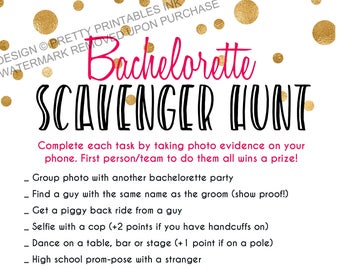 Bachelorette Schnitzeljagd: Spaß am Abend (Instant Download)