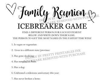 Family Reunion Game Printable, Family Reunion Icebreaker Game, Find Someone Who Game, Summer Reunion Game, Family Reunion Scavenger Hunt