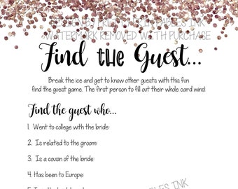 Bridal Shower Game Instant Download, Find the Guest Bridal Shower Game, Find the Guest Who Game, Icebreaker Game for Bridal Shower