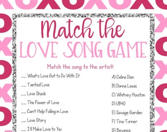 Printable Valentine's Day Game, Valentine's Party Game, Galentine's Game, Galentine's Party Game, Match the Love Song Game