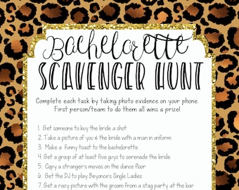 Printable Bachelorette Scavenger Hunt Game, Animal Print Bachelorette Party Game, Leopard Bachelorette Party Game, Get Wild Bachelorette