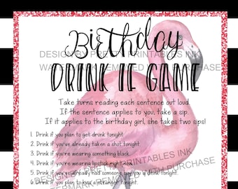 Adult Birthday Game | 21st Birthday Game | Flamingo Birthday Party Game | Drink If Birthday Game | 30th Birthday Game | Drinking Game