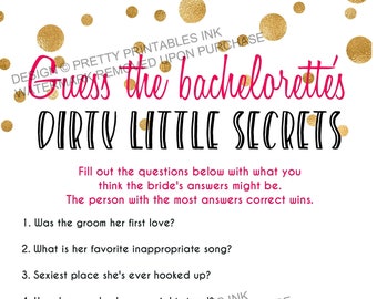 INSTANT DOWNLOAD bachelorette game, bachelorette's dirty secrets game, bachelorette party game, dirty bachelorette game