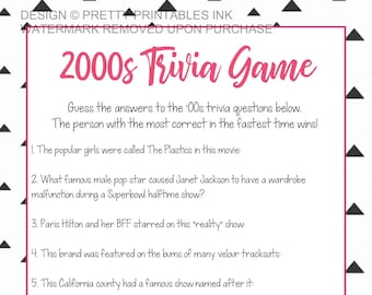 00s Trivia Game Etsy
