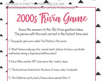 00s Trivia Game Etsy