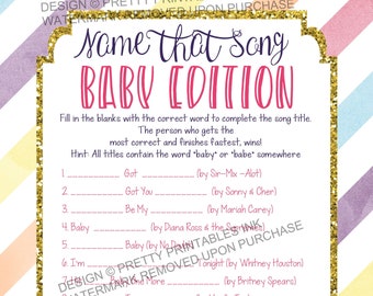 Baby Shower Game Printable, Name that Baby Song Game, Guess the Song Baby Shower Game, Girl Shower Game, Name That Tune Baby Shower Game