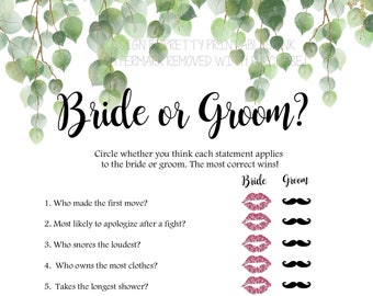 Who knows the couple best game | bridal shower game | bride or groom game | engagement party game | greenery bridal shower