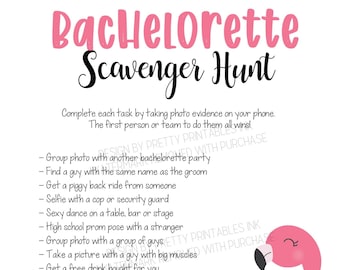 Instant download bachelorette scavenger hunt, last flamingle bachelorette game, beach bachelorette game, flamingo scavenger hunt game