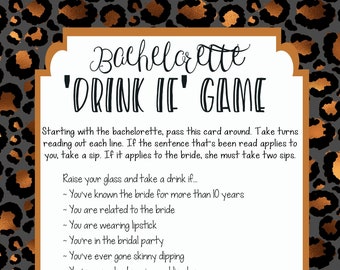 Printable Bachelorette Party Game, Instant Download Bachelorette Drinking Game, Drink If Bachelorette Game