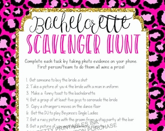 Printable Bachelorette Scavenger Hunt Game | Leopard Bachelorette Party Game | Bachelorette Bucket List Game | Bachelorette Photo Game