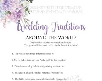 Wedding Traditions Game | Wedding Traditions Bridal Shower Game | Bridal Shower Game | Why Do We Do That | Floral Wedding Shower Game