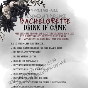 Bachelorette Game Instant Download, Bachelorette Drinking Game,  Til Death Do Us Party Game, Drink If Game, Bachelorette Game Printable