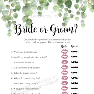Who knows the couple best game | bridal shower game | bride or groom game | engagement party game | greenery bridal shower