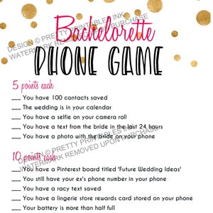 Bachelorette Party Game Instant Download, Bachelorette Phone Game, Bachelorette What's In Your Phone Game image 1