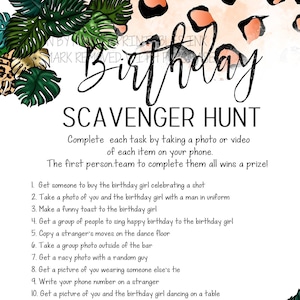 Printable adult scavenger hunt game | adult birthday scavenger hunt game | Scavenger hunt for an adult birthday | Birthday bar hunt game