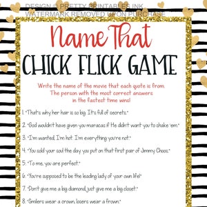 Girls Night Game Instant Download, Name That Chick Flick Game, Girls Night In Game, Movie Game image 1