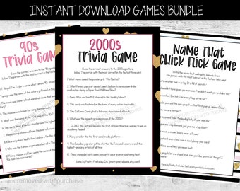 Girls Night Games Set, Birthday Games for Women, Name That Chick Flick Game, 90s Trivia Game, 2000s Trivia Game, Ladies Night Games