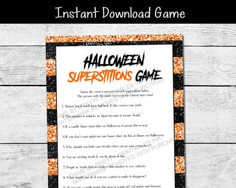 Halloween Party Game, Halloween Superstitions Game, Adult Halloween Game, Printable Halloween Game, Halloween Trivia Game Instant Download