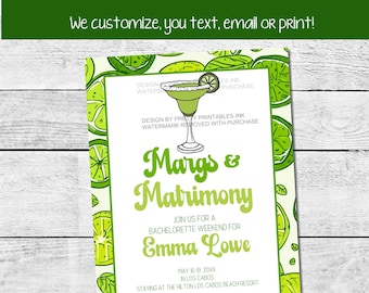 Les marges et l'invitation de mariage | Faire-part de mariage et Marguerite | Invitation de célibataire du Mexique | Tequila Bachelorette