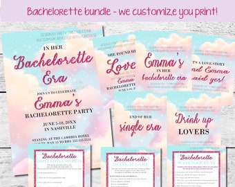 Bachelorette Era Bachelorette Party Bundle, Bachelorette Games, Invites, Signs, Pink Cloud Bachelorette Party Bundle Including Invitation