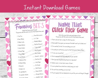 Instant Download Girls Night Games, Chick Flick Game, Famous BFFs Game, Movie Game, Birthday Party Games, Slumber Party Games, Friends Games