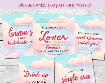 Bachelorette Party Signs | In Her Bachelorette Era Signs | End of an Era Bachelorette Signs | Pink Cloud Bachelorette Signs - Customized