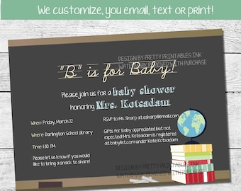 Teacher Baby Shower Invitation Printable, School Baby Shower Invitation, Classroom Baby Shower Invitation, B is for Baby Invitation