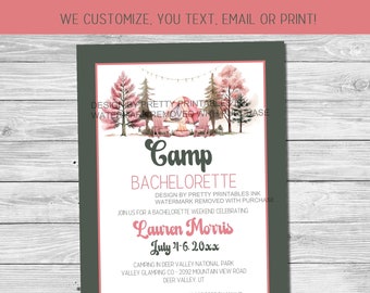 Camp Bachelorette Invitation, Hiking Bachelorette Invitation, Weekend in the Woods Invitation, Cabin Bachelorette Invite, Camp Bach Invite