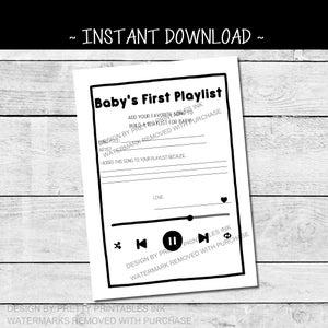 Babys erste Playlist zum Ausdrucken | Teilen Sie Ihre Lieblings-Song-Babyparty-Aktivitäten | Build Babys Playlist-Karte | Baby-Dusche-Andenken