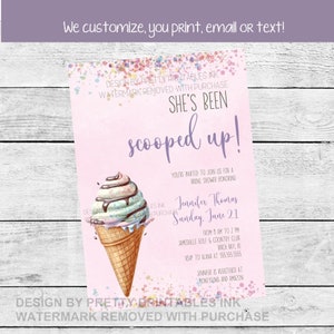 She&#39;s Been Scooped Up Bridal Shower Invitation |  Ice Cream Bridal Shower Invite | Summer Bridal Shower Invite | Scooped Up Couples Shower