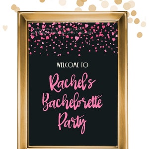 Printable bachelorette party sign - customized for you | Bachelorette welcome sign | Hen party welcome sign | Hot Pink Bachelorette Sign