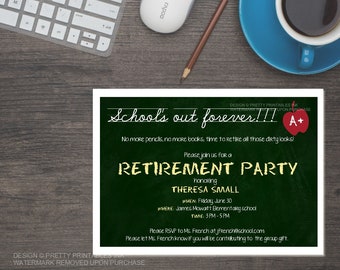 teacher retirement party invitation printable school s etsy