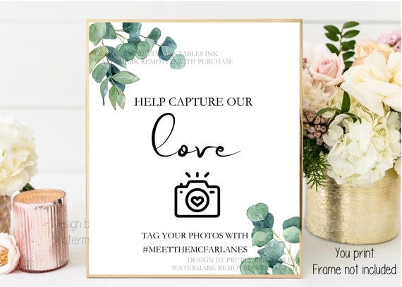 Customized Wedding Hashtag Sign, Printable Hashtag Wedding Sign, Share ...