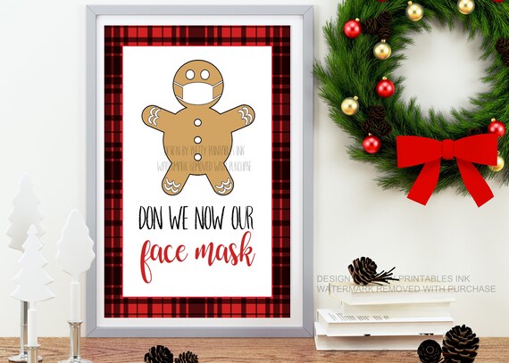 Christmas Wear a Mask Sign Printable | Funny Mask Sign | Christmas Social Distance Sign | Christmas Mask Sign | Wear a Mask Sign Il_570xn