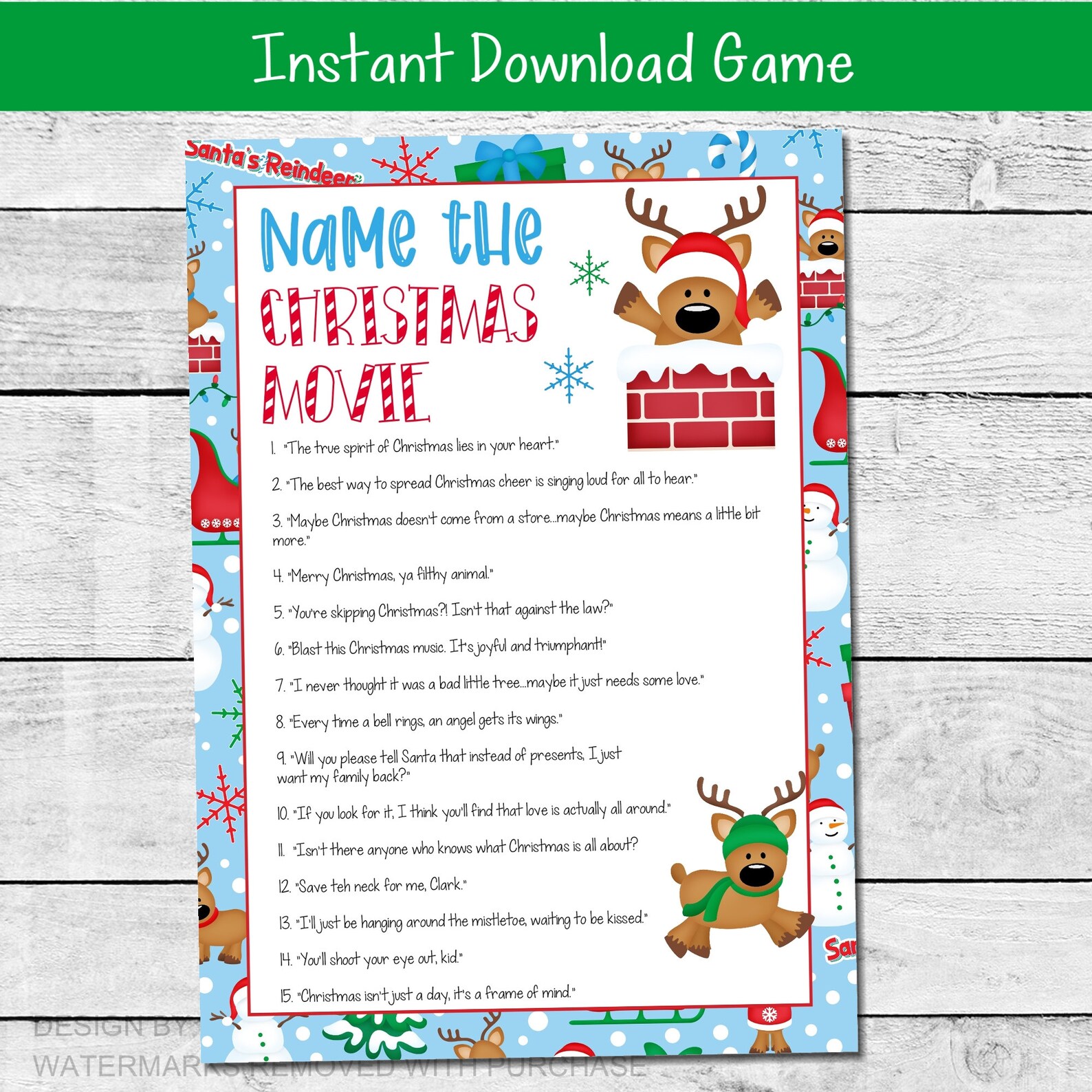 Christmas Movie Game Instant Download, Christmas Movie Quotes Game ...