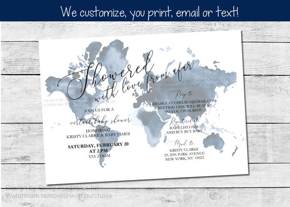 Virtual Baby Shower Invitation Boy | Boy Virtual Baby Shower Invite | Long Distance Shower Invite | Showered from Afar Baby Shower Invite Il_570xn