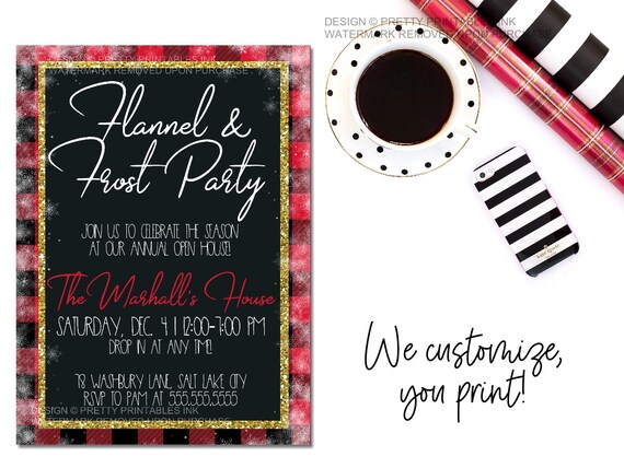 christmas party invitation printable flannel and frost invitation christmas invite