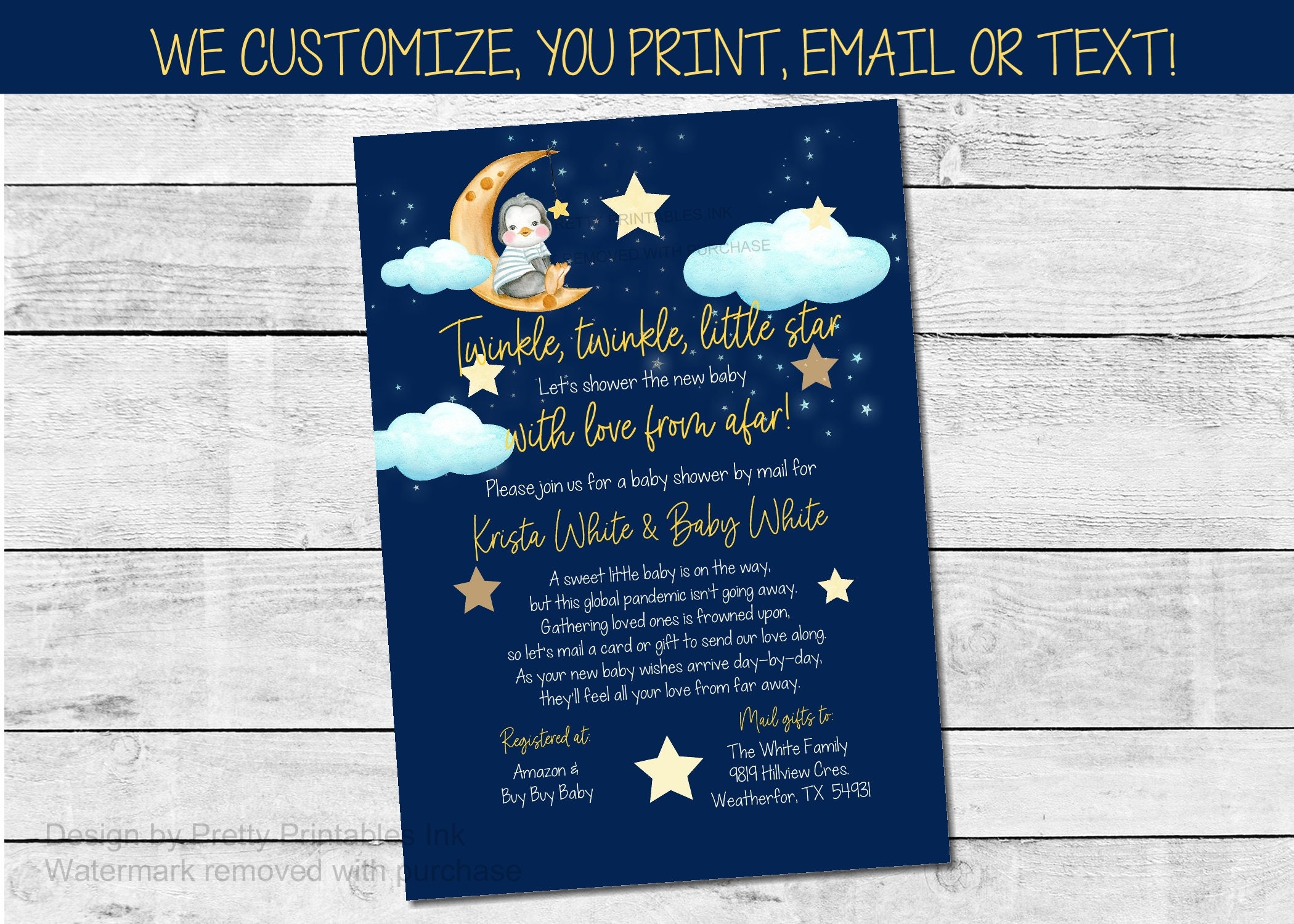 Baby Shower by Mail Invitation Printable Long Distance Shower Etsy Canada