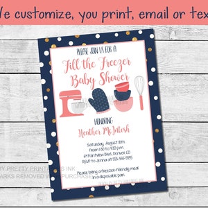Fill the freezer baby shower invitation printable | stock the freezer baby shower | stock the freezer party invite | freezer meal shower
