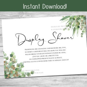 Printable Display Shower Card, Greenery Display Shower Insert, Display Bridal Shower Card, Display Baby Shower Card, Display Card Poem