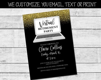 Virtual Retirement Party Invitation | Printable Retirement Party Invite | Quarantine Retirement Party Invite | Gold Retirement Invitation