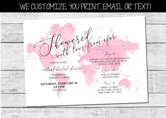 Virtual bridal shower invitation | Online Bridal Shower Invite | Long Distance Bridal Shower Invite | Virtual Bridal Shower Evite Il_570xn