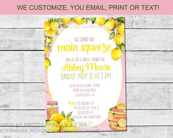 Lemonade Bridal Shower Customized Wedding Shower Invite, Main Squeeze Bridal Shower Invite, Summer Bridal Shower Invitation